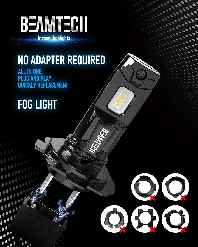 BEAMTECH Fog | H7 Light Bulb, Fanless, Silent, No Adapter Need, 1:1 Size
