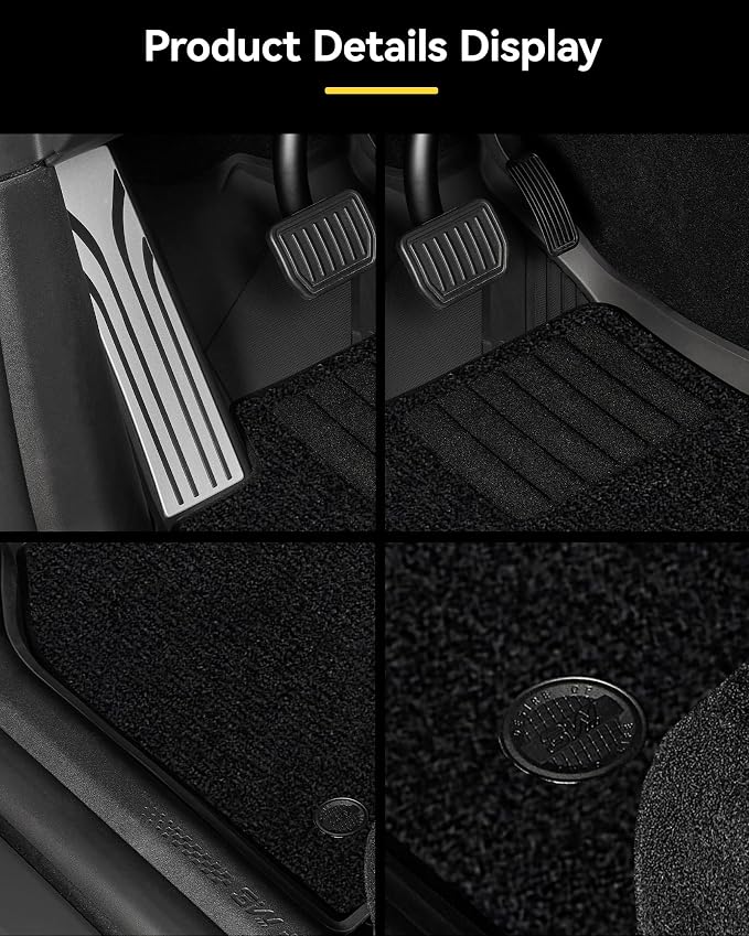 3W Floor Mats with Carpets for 2025 2026 Tesla Model Y Juniper (Only Fit Standard) 5 Seat Metal Pedal Liner & Rear Cargo Mat & Backrest Mats Anti-Slip All Weather TPE Car Accessories, Vigormold™