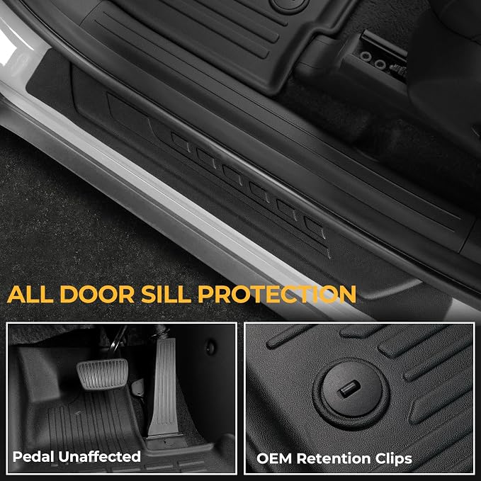 Floor Mats for Kia Carnival 2022-2026 Gas, Full Coverage All Weather Floor Mat Trunk Cargo Liner with Backrest Protectors & Door Sill Guards Accessories, Full Coverage Set (Fit 8 Seats)
