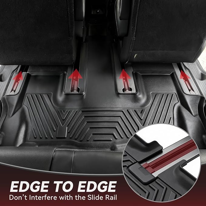 YITAMOTOR Floor Mats for Ford Expedition 2018-2024 7-Seater (Not for Max Model), Custom Fit All Weather TPE Mat, 18-24 Ford Expedition 7 Seats Accessories Floor Liners Full Set, Backrest & Cargo Liner