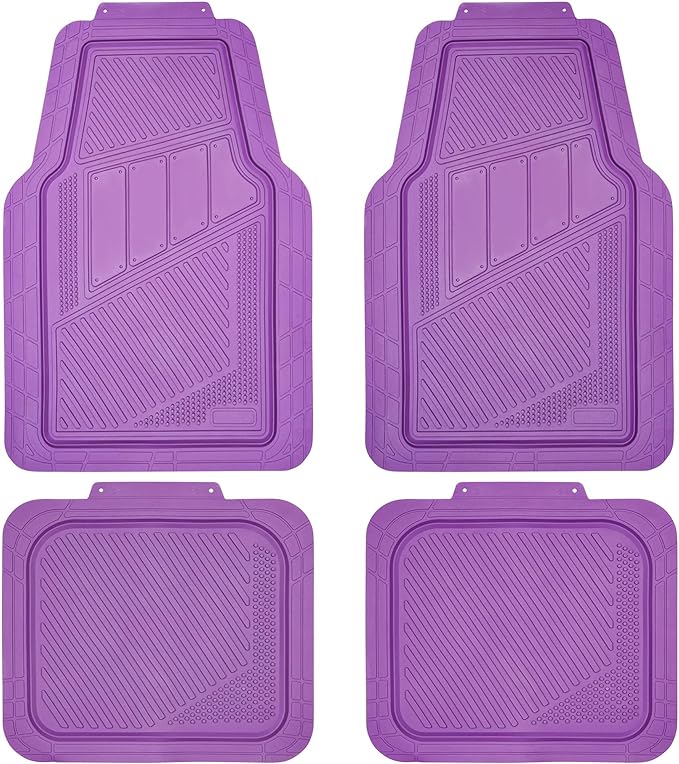 CAR PASS Heavy Duty Rubber Floor Mats 4-Piece Car Mat Set - Universal Waterproof Floor Mats for Car SUV Truck, Durable All-Weather Mats(Purple)