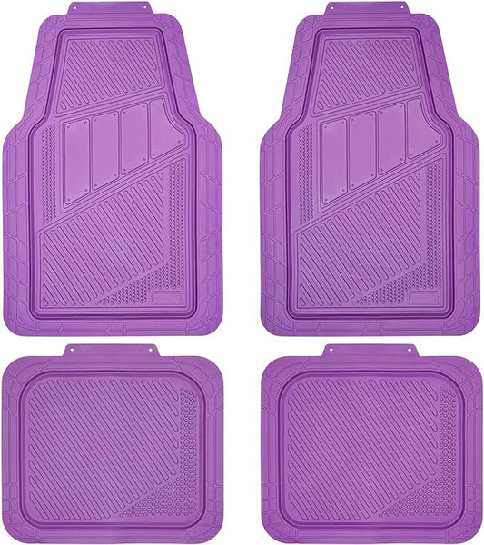CAR PASS Heavy Duty Rubber Floor Mats 4-Piece Car Mat Set - Universal Waterproof Floor Mats for Car SUV Truck, Durable All-Weather Mats(Purple)