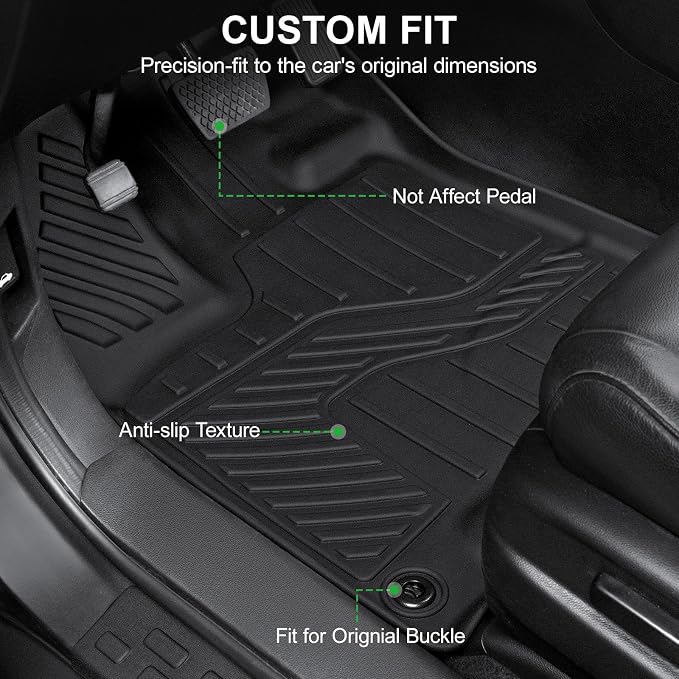 Floor Mats for Honda Pilot 2016-2022 8 Seats (No Elite Models), TPE All Weather Durable Floor Liners for Honda Pilot Accessories