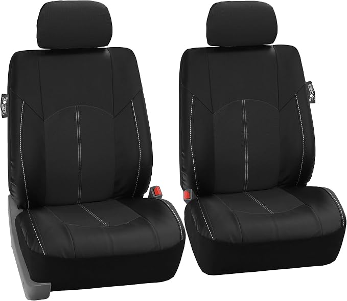 FH Group Perforated Leatherette Three Row Set 7 Seater Car Seat Covers, Airbag Compatible and Split Ready- Universal Fit for Cars, Trucks & SUVs (Black)