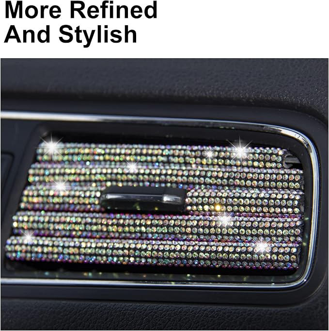 LivTee Bling Car Air Vent Outlet Moulding Trim, 10PCS Car Air Conditioner Decoration Strip, Bling Rhinestone Diamond Car Interior Accessories for Women and Teens, Colorful