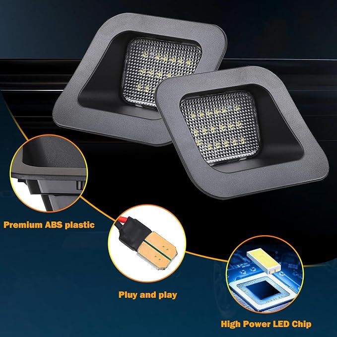 KanSmart LED License Plate Light for Dodge Ram 1500 2500 3500 2003-2018 | OE 55078095AA, 6000K white, smoke lens, rear bumper tag lamp assembly, decode CANbus, plug & play, pickup truck accessories