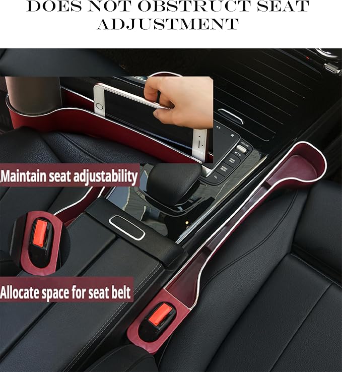 Upgraded Car Side Seat Gap Filler Dual Slot Organizer with Phone Cup Holder(2, red)