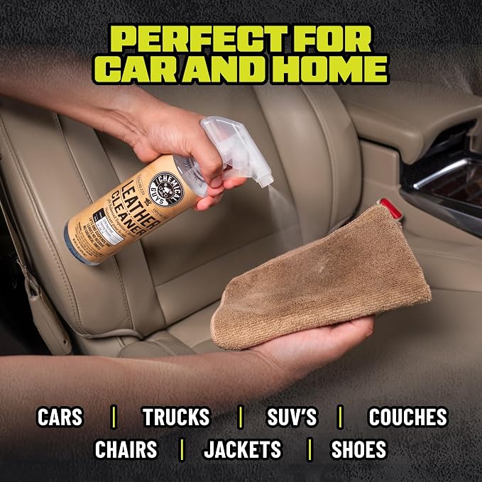 Chemical Guys, Car Leather Care Kit, Cleaner, Conditioner & Tools, 6 Pc | Leather cleaner, conditioner, brush and towels to clean, soften and protect seats and trim, six-piece kit