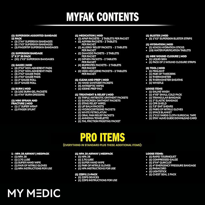 MY MEDIC MyFAK PRO Tactical IFAK Trauma Kit & First Aid Kit with Tourniquet - HSA FSA Items - Built in USA - Combat Medical Supplies, Trauma Pack & Molle Bag for Car, Truck, Vehicle, Boat & EDC, Black