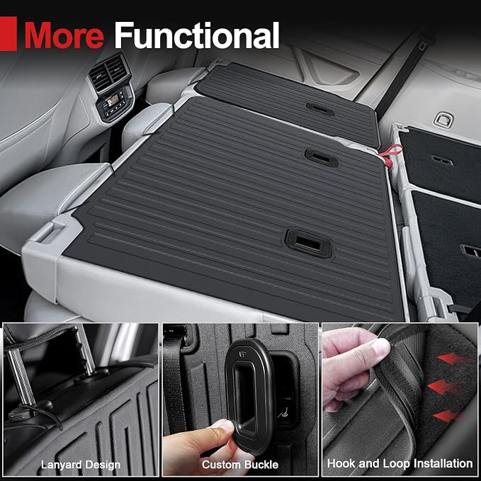 2nd Backrest Mat for Volkswagen VW Atlas 2018-2025 2026 (Not for Cross Sport)-All Weather TPE Seat Back Cover Protection Kick Mats for VW Atlas SE SEL Peak Edition Accessories-7 Seats