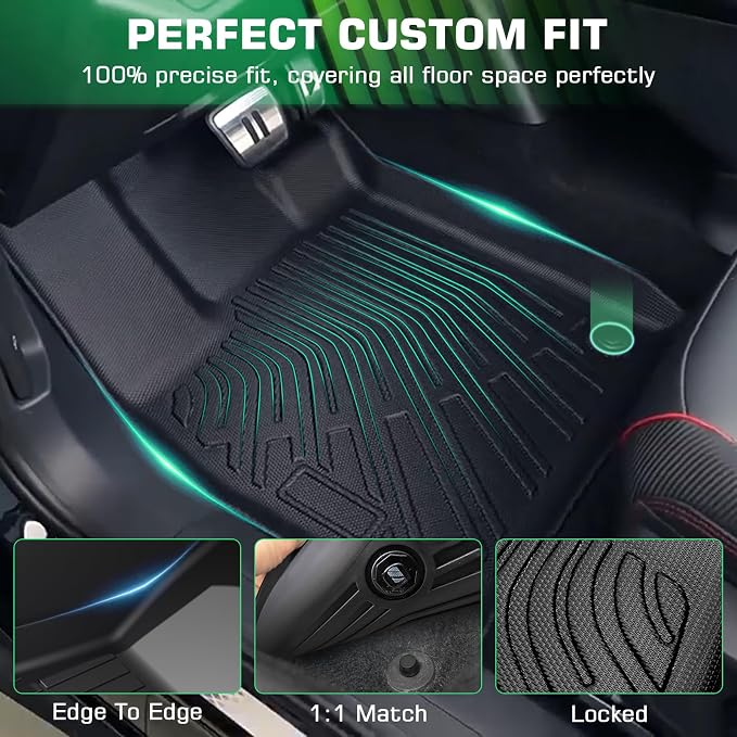 Floor Mats for Chevy Traverse 2007-2017 | 2008-2017 Buick Enclave 7 Seats | For 2007-2017 GMC Acadia | 2007-2010 Saturn Outlook All Weather Custom Fit TPE Floor Liners for Traverse 1st, 2nd and 3rd Row