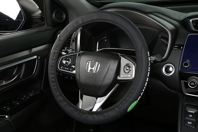 Car Steering Wheel Cover, Leather, Anti-Slip Lining, Universal for Range Rover, 14.5-15 Inch, Black