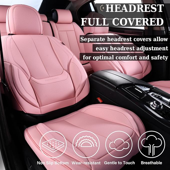 Coverado Car Seat Covers, Seat Covers for Cars, Waterproof Leather Auto Seat Protectors, Leather Car Seat Cushion, Car Interiors Accessories Universal Fit for Most Cars