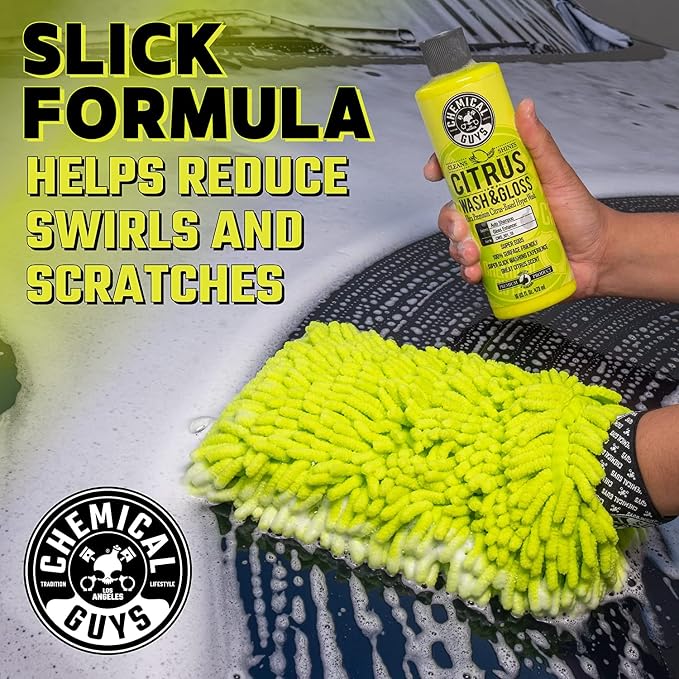 Chemical Guys CWS21516BK Car Wash Detailing Bucket, Mitt & Accessories Bundle (6 Items) Featuring Sticky Snowball Ultra Snow Foam Car Wash Soap, 16 oz - Works on Cars, Trucks, SUVs, RVs & More