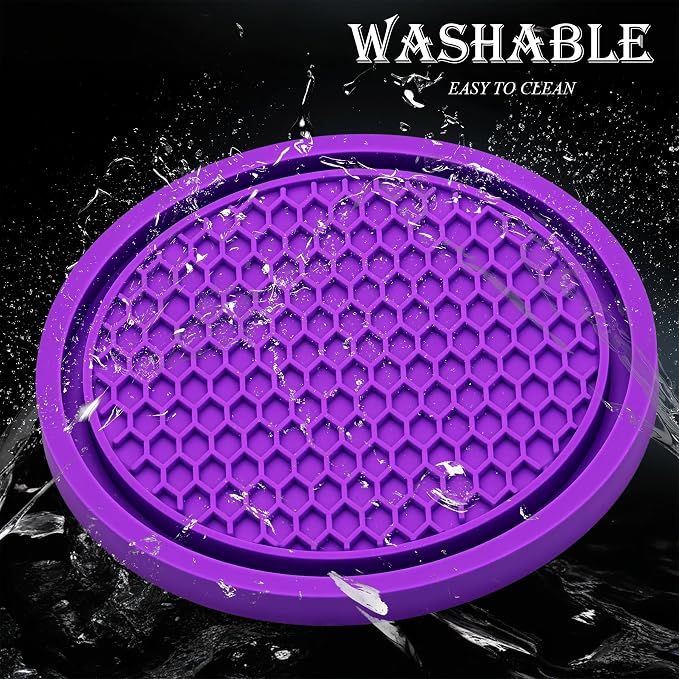 2PCS Car Cup Holder Coaster, Universal Auto Non-Slip Cup Holder Coaster, 2.75In Universal Non-Slip Recessed Car Interior Accessories (Purple)