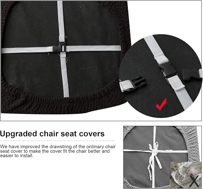 Genina Seat Covers for Dining Room Chair Seat Slipcovers Kitchen Chair Covers (Black, 2 Pcs)
