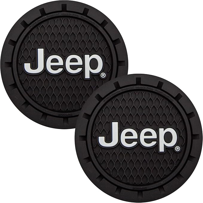 Plasticolor 000652R01 Jeep Logo Auto Car Truck SUV Cup Holder Coaster 2-Pack , Black