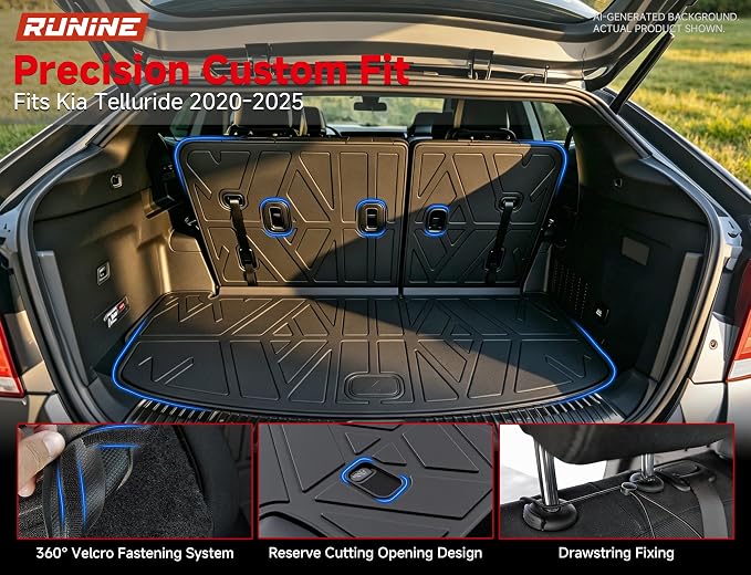 Floor Mats for Kia Telluride 2020-2025(7/8 Seat), All Weather Protection Custom Floor Mats Trunk Cargo and Car Windshield Cover Set for Kia Telluride Accessories,Car Floor Liners Set,5packs.