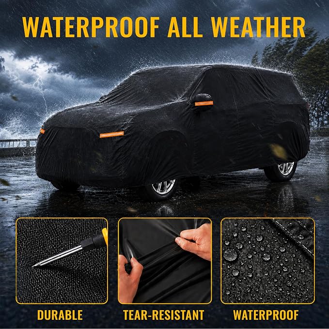 X AUTOHAUX Car Cover for Chevrolet Equinox 2005-2024 210D-PU Outdoor Full Car Cover All Weather with Door Zipper for Waterproof Windproof Sun Rain Snow Protection