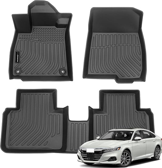 Auxko All Weather Floor Mats Fits for Honda Accord 2018-2022 TPE Rubber Liners Accessoires for Accord 2018-2022 All Season Guard Odorless Anti-Slip Mats for 1st & 2nd Row