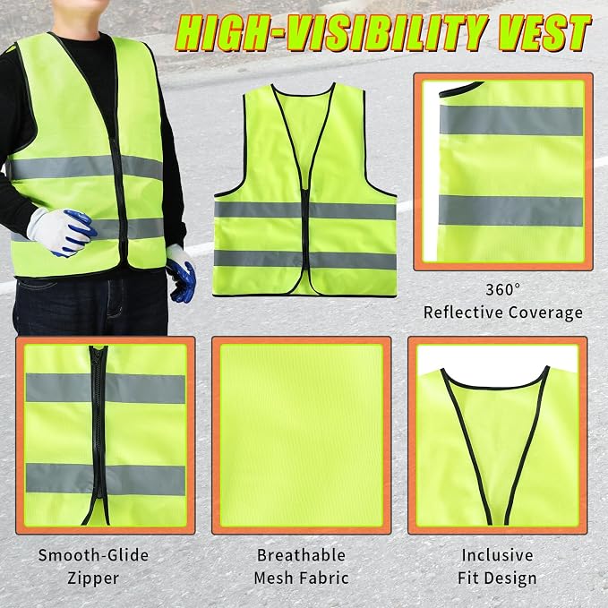 Warning Triangles Safety Triangle Emergency Kit Foldable Reflective Triangles with Base Roadside Triangle Kit with Reflective Warning Vest