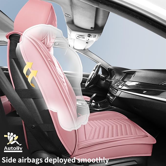 HChengkikz Car Seat Cover, Faux Leather, Waterproof (Pink) | Easy Maintenance, Airbag Compatible, Universal Fit For Most SUVs Trucks Pick-ups Sedans