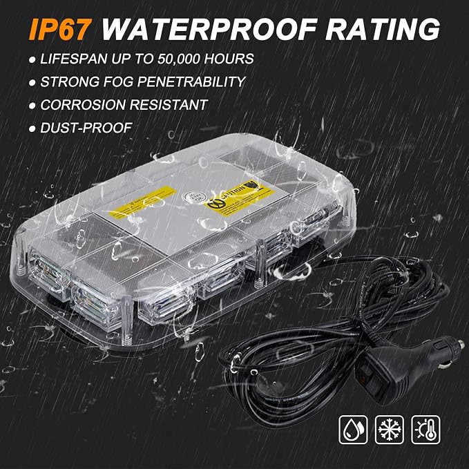 ASPL 48LED Roof Top Strobe Lights, High Visibility Emergency Safety Warning LED Mini Strobe Light bar with Magnetic Base for 12-24V Snow Plow, Trucks, Construction Vehicles (Amber/Green)