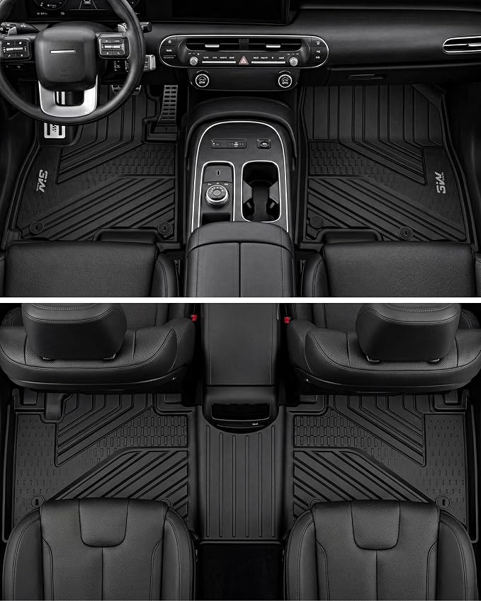 3W Floor Mats with Metal Pedals & Backrest Mats Cover& Cargo Liners for Hyundai Palisade 2026 7&8s(Only Fit Hybrid), TPE All Weather Custom Fit Floor Liner & Tunk Mats 1st &2nd Rows Car Mats