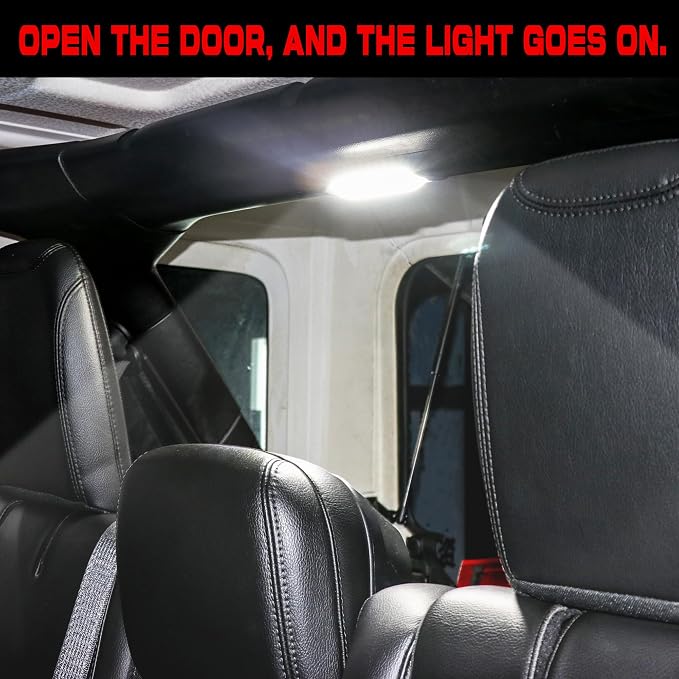 LED Dome Lights for Jeep Wrangler JL/Gladiator JT 2018-2023 | 6500K White Rear Interior Lights with Push Button | Replacement Cabin Reading Light Kit for 2/4 Door Models