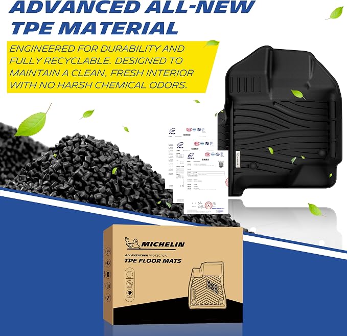 Michelin Vehicle Mats, All-Weather TPE Custom Fit Liner for 2015-2026 Ford F150/2022-2025 Lightning SuperCrew & Super Cab Carpet Floor, First Row, Elite
