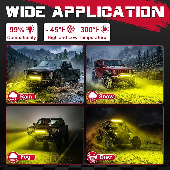 OFFROADTOWN 18 Inch 160W Amber LED Light Bar Single Row Off Road Driving Lights Spot Bumper Grille Bars Slim Yellow LED Work Light with Wiring Harness for Truck Pickup UTV SUV Toyota RZR
