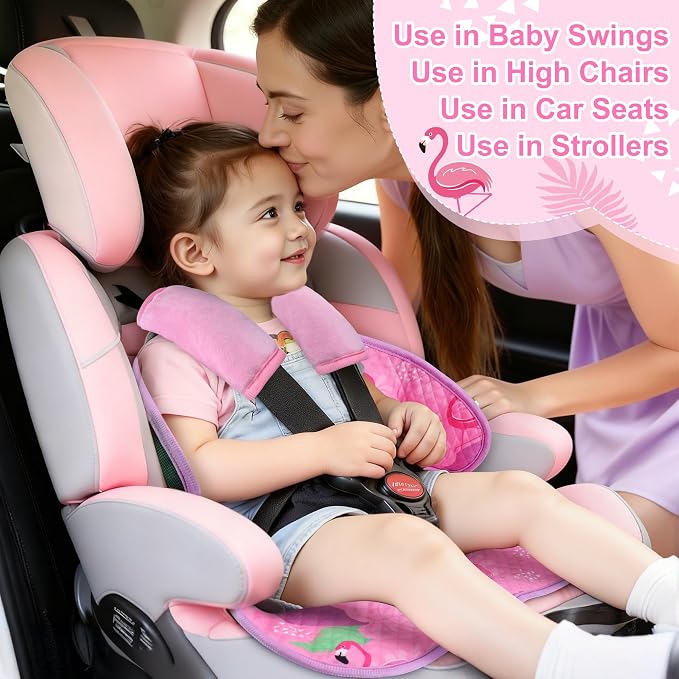Car Seat Potty Training Protector, 2 Pack Waterproof Piddle Pad Carseat for Baby Toddlers, Leak-Proof Car Seat Liner with Non-Slip & 2 Strap Covers, Machine Washable - Pink