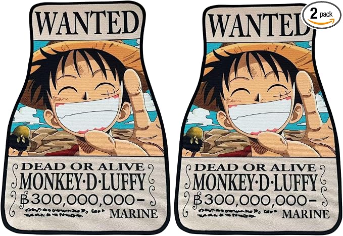 Anime Car Carpet Mat Set of 2 Front, OPMD Design Automotive Accessories Interior All Weather Floor Mats Decor with Non Slip Black Anti Skid Backing