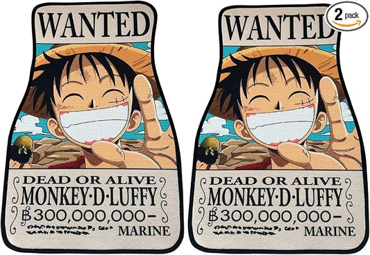 Anime Car Carpet Mat Set of 2 Front, OPMD Design Automotive Accessories Interior All Weather Floor Mats Decor with Non Slip Black Anti Skid Backing