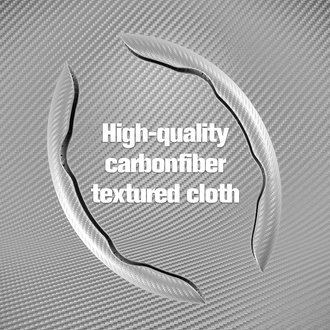 Amiss 2pcs Carbon Fiber Anti-Skid Steering Wheel Cover, Waterproof & Segmented Butterfly Design, Universal 99% Vehicle Wheel Cover Protector, Car Interior Accessories (White-2pcs)
