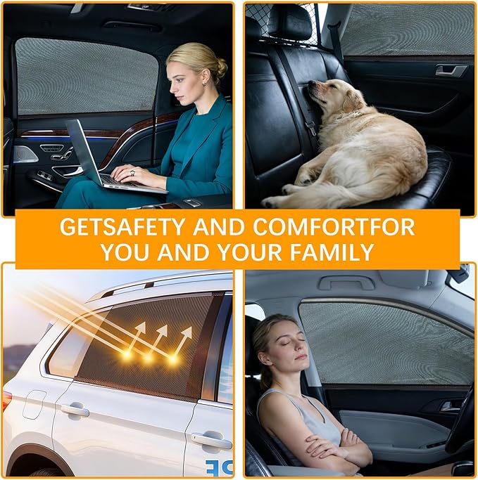 2 Pack car Window Shade Back Car Window Covers Shades,Sunshade for car Window Baby, UV Protection Breathable Spandex Window Covers, Universal Fit Most (99%) of Cars(Medium 42.5"x21.5")