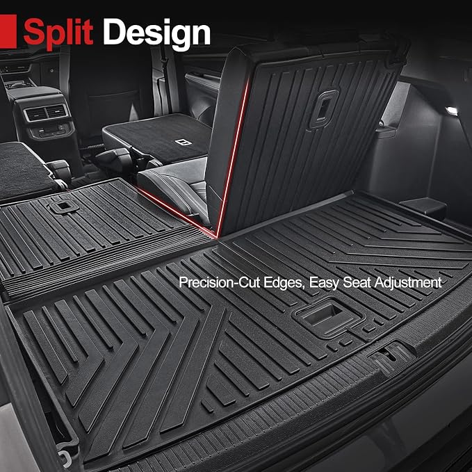 Cargo Mat for Volkswagen Atlas 2018-2025 2026 (Not for Cross Sport)-All Weather TPE Cargo Liner with Backrest Mat for VW Atlas SE SEL Peak Edition Accessories