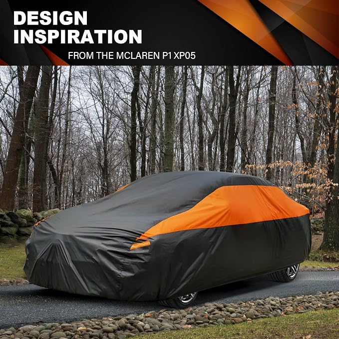GUNHYI Car Cover for Automobiles All Weather Waterproof, Universal Fit Sedan Dodge Charger, Chrysler 300, Lincoln mkz, Hyundai Genesis, Ford Taurus, Buick Lacrosse, Mercedes Benz S-Class etc.