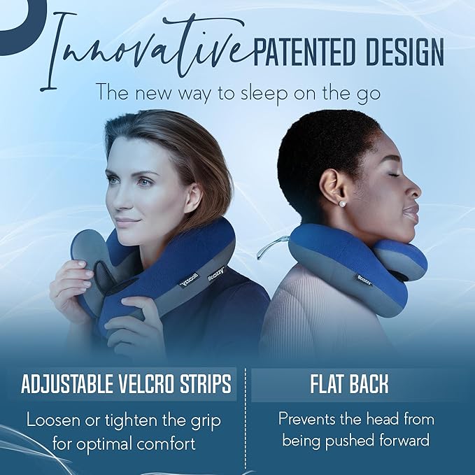BCOZZY Travel Neck Pillow for Airplane – Patented Double Support for Head, Neck, and Chin. Best for Long Flights, Plane Sleeping & Car Rides. Adjustable Size. Fully Washable. Carry Bag. X-Large, Gray