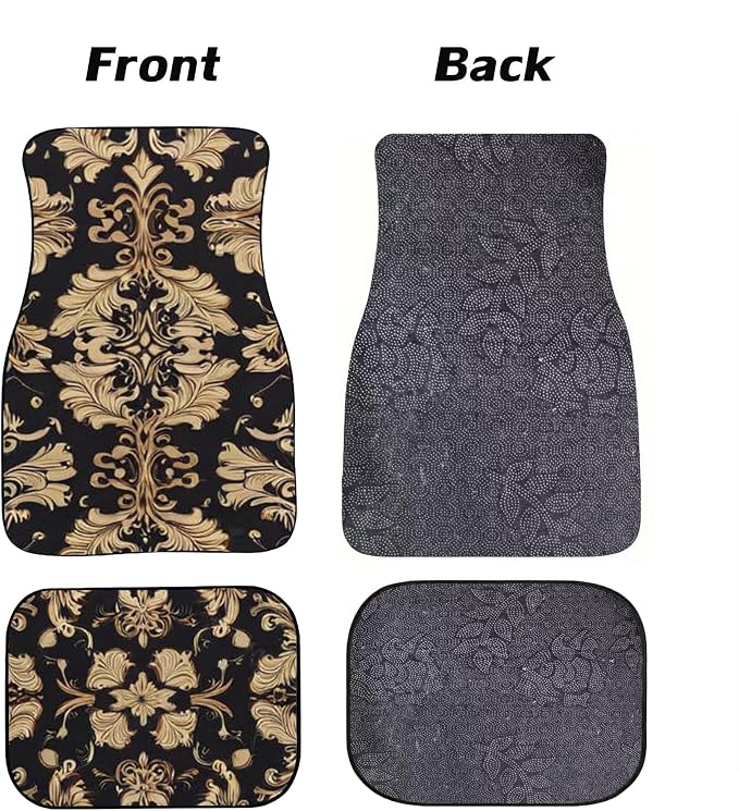 Car Floor Mats Non-Slip Automotive Floor Mats All-Weather Front Rear Car Floor Foot Mat Sets of 4 Pieces Foot Mats Rugs Carpet for Car Trucks SUV Sedans (TengWan 04)