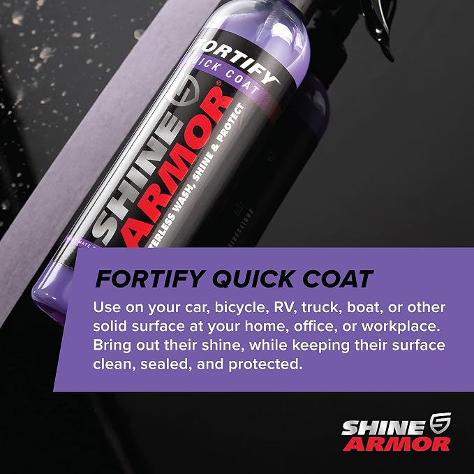 SHINE ARMOR Fortify Quick Coat - 8oz Ceramic Waterless Detailer Spray | 3-in-1 Wash, Wax & Nano-Ceramic Coating | Mirror Shine, Zero Streaks, No Dust Residue | 6-12 Month Protection | Made in USA | Spray On, Wipe Off. Ceramic Protection That Lasts 6 to...