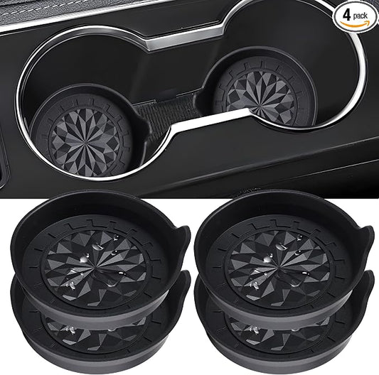 Amooca Automotive Cup Holders Universal Car Cup Coaster Waterproof Non-Slip Sift-Proof Spill Holder Car Interior Accessories 4 Pack Black Floral