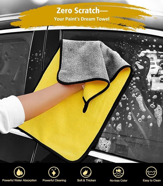 YeewayVeh Car Wash Kit, Extendable Brush Mop, Long Handle, Ginger | 5Pcs Detailing Brush, Rim Cleaner Brush & Microfiber Towel, Complete Car Cleaning Supplies