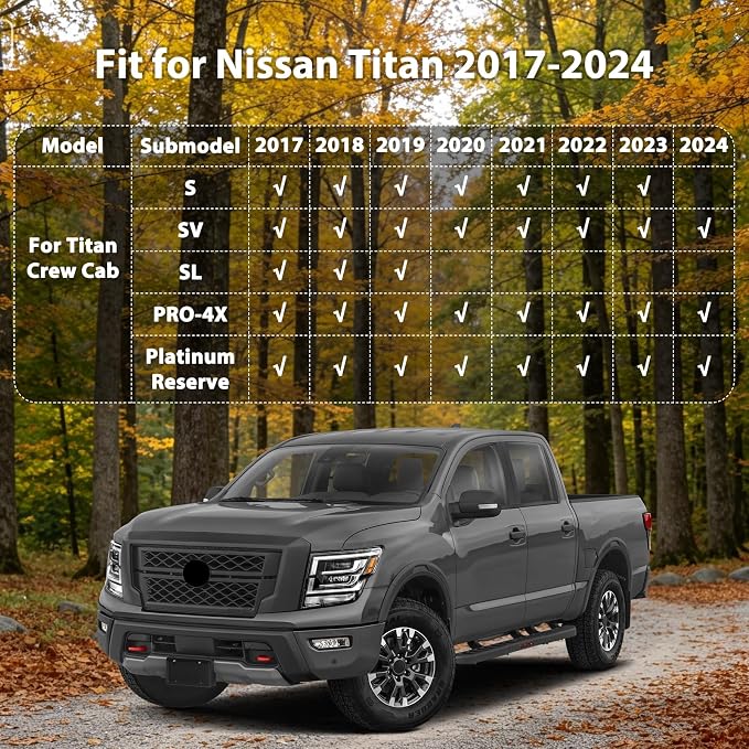 Floor Mats for Nissan Titan 2017-2024 CrewCab with Rear Under Seat Organize | All Weather TPE Floor Liners Custom Fit Titan Heavy Duty Car Mats 1st & 2nd Mat Accessories Odorless Anti Slip Black