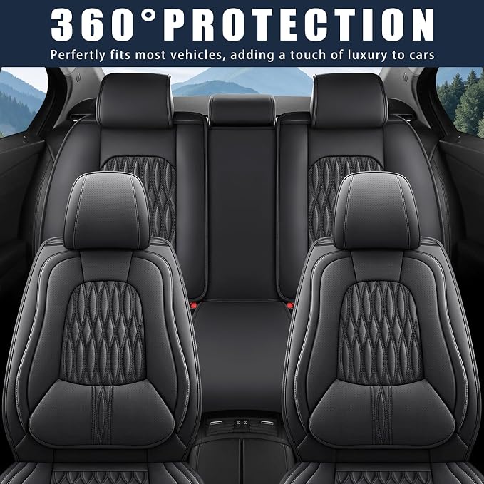 WELLDO Car Seat Covers, 5 Seats, Black-w02 | Waterproof, Scratch-Resistant, Breathable & Easy to Clean, Universal Fit for SUV Sedan Truck, Full Set