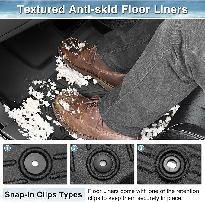 Mixsuper Floor mats fit for 2024-2026 Chevy Trax LS/1RS/LT/2RS/ACTIV & 2024-2026 Buick Envista,All Weather TPE Floor Liners Protection for Trax/Envista Accessories,2 Row Anti-Slip Car Mats, Black