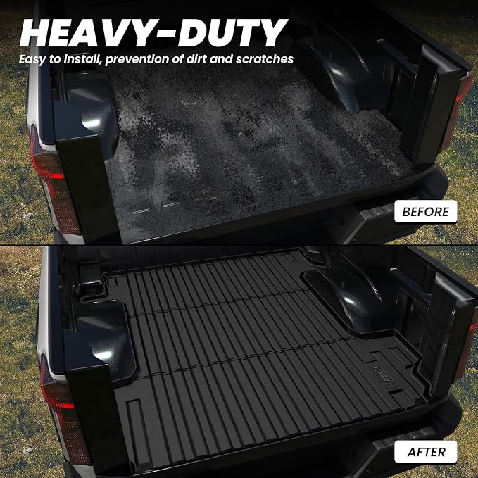 LASFIT Truck Bed Mat 2019-2026 for Chevrolet Chevy Silverado 1500 | GMC Sierra 1500 (Only Fit 5.8FT Bed), Bed Liner for Chevy Silverado GMC Sierra 1500, Not Fit Optional CarbonPro Bed