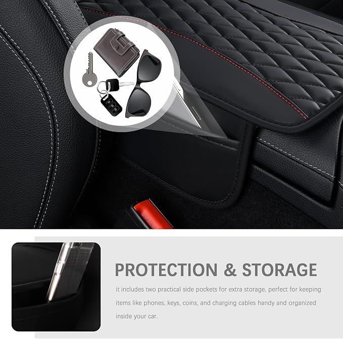 IHOTDER Bling Rhinestones Center Console Covers for Cars,Upgraded Arm Rest Cover for Car with Side Storage Pocket for Car Seat Organizer,Middle Console Cover Stylish Car Decoration (Bling Pink)
