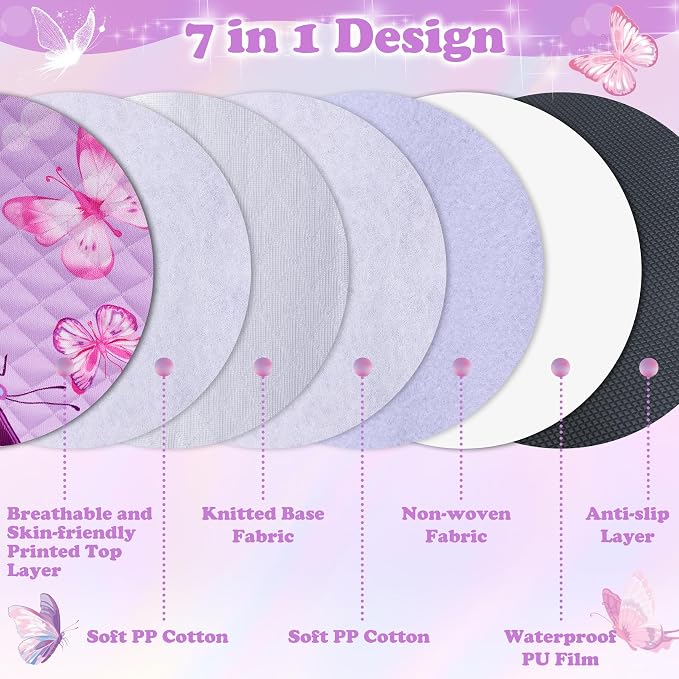 Babenest Car Seat Potty Protector Cover -Waterproof Carseat Training Liner for Baby &Toddler Shower Gift, Dry Piddle Pee Pad with Fun Designs for Strollers & Infant Car Seats (1pc, Butterfly-Purple)