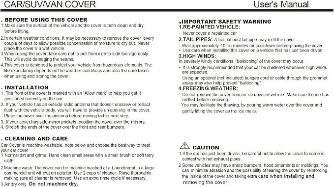 X AUTOHAUX Car Cover for Subaru Outback 210D-PU Outdoor Full Car Cover All Weather with Door Zipper for Waterproof Windproof Sun Rain Snow Protection